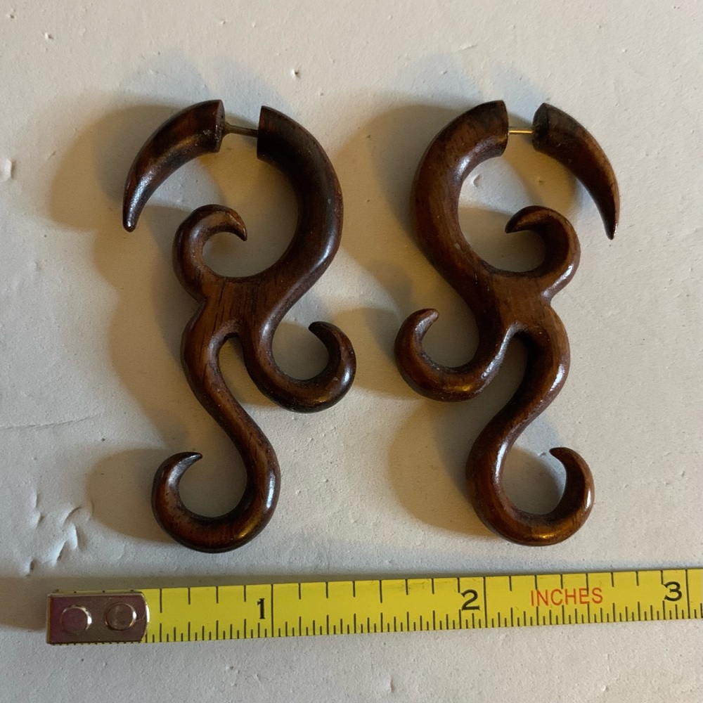 Faux Gauged Wooden Swirls
